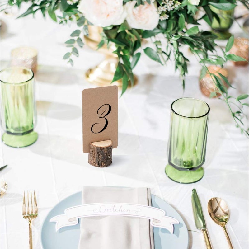 Jofefe 12Pcs Mini Wood Place Card Holders and 24Pcs Kraft Place Cards, Rustic Table Number Holders, Food Labels for Party Buffet, Name Card Photo Picture Holders for Harvest Fall Thanksgiving Wedding Birthday Party - Image 5